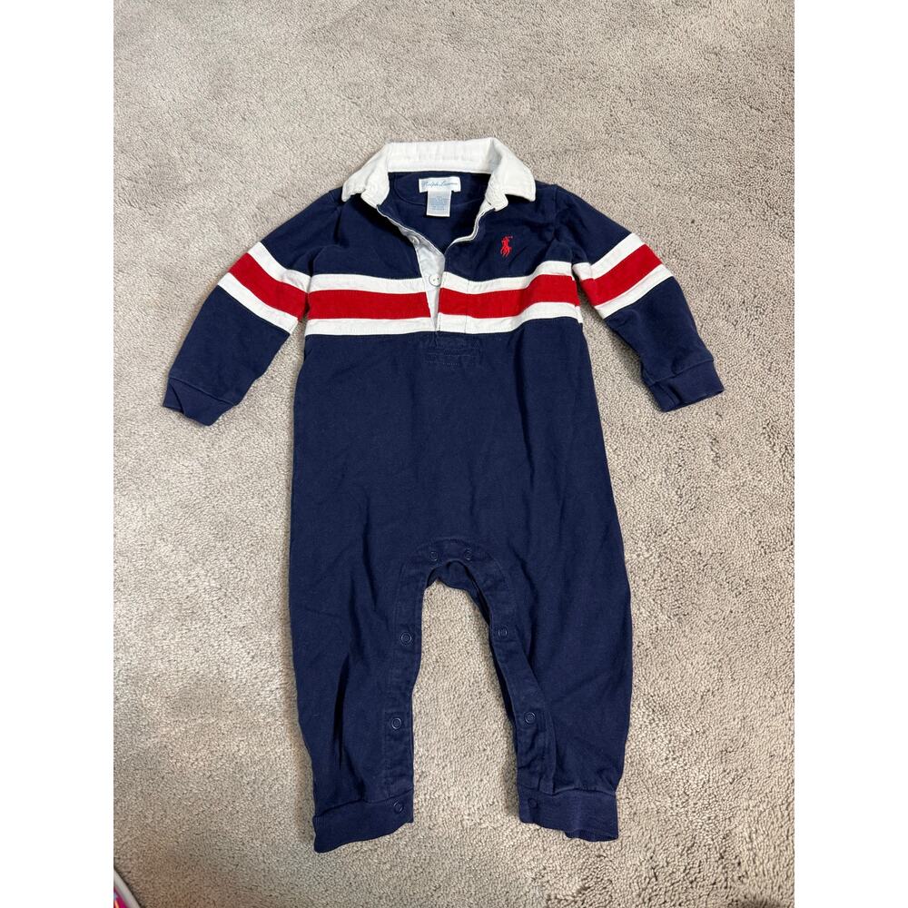 Polo Ralph Lauren 9 mo Boys Polo Jumpsuit One Piece Navy Blue
